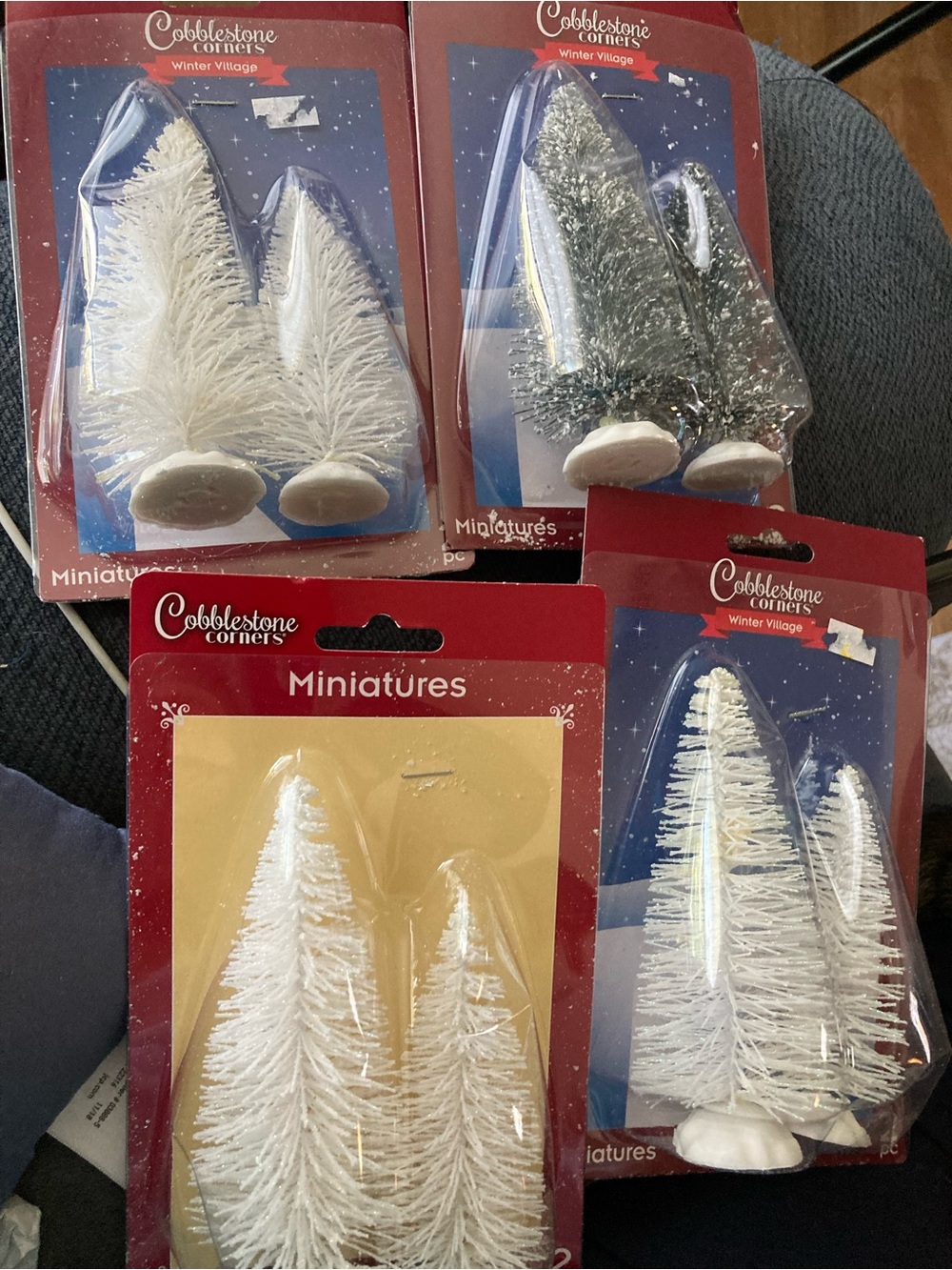 Cobblestone Corners Miniature Bottle Brush Trees - Mini Christmas Village Lot